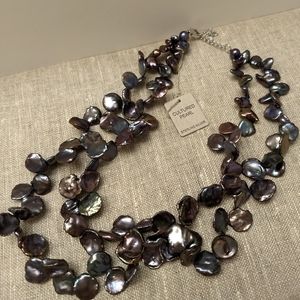 Freshwater double strand necklace with sterling clasp